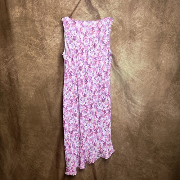 Venezia Floral Handkerchief Hem Maxi Dress Purple Empire Waist Shift Summer Y2K - Picture 3 of 9